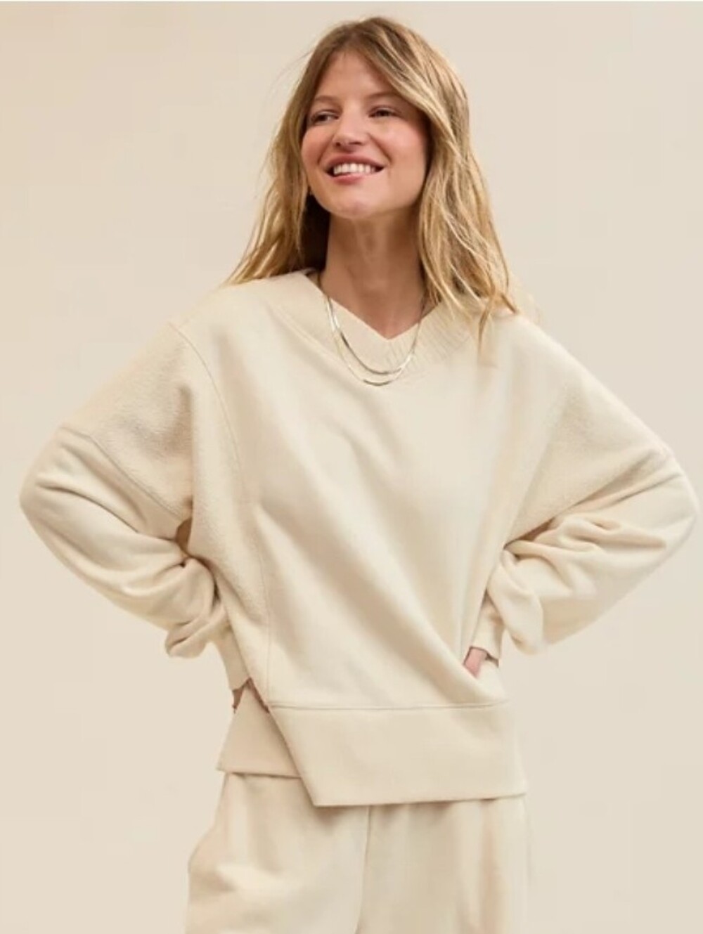 aerie light cream oversized sweatshirt - Size XL